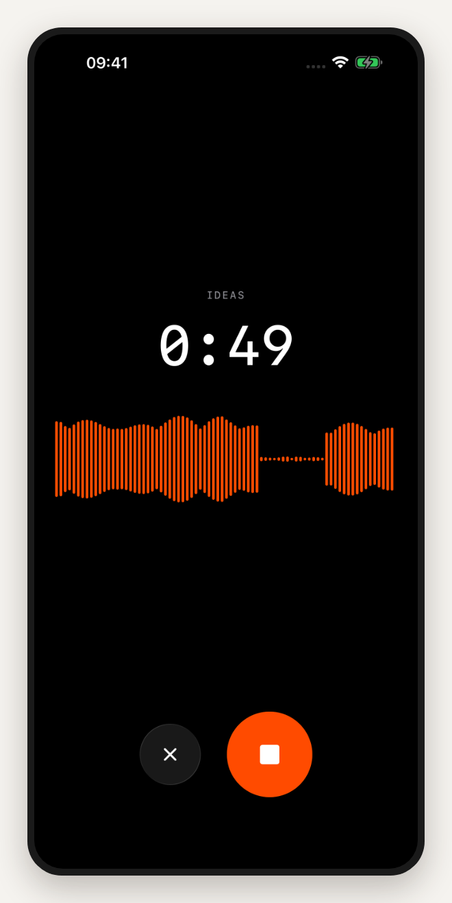 Recording with a live waveform